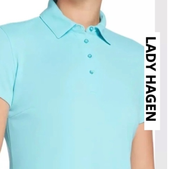 Lady Hagen Tops - Lady Hagen Blue button Polo, L, CB2567